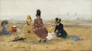 Sulla spiaggia, Trouville, 1887 da Eugene Louis Boudin